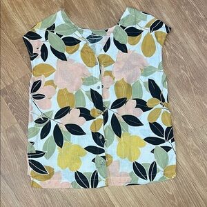 Rachel Zoe Multicolor Floral Button-Down Shirt 100% linen size XS